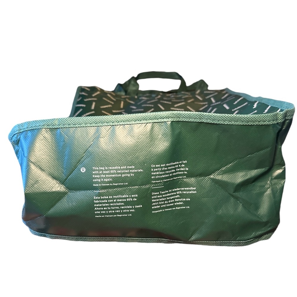 Lululemon Large Reusable Tote Bag Set of 2 Green and Silver - Picture 4 of 8